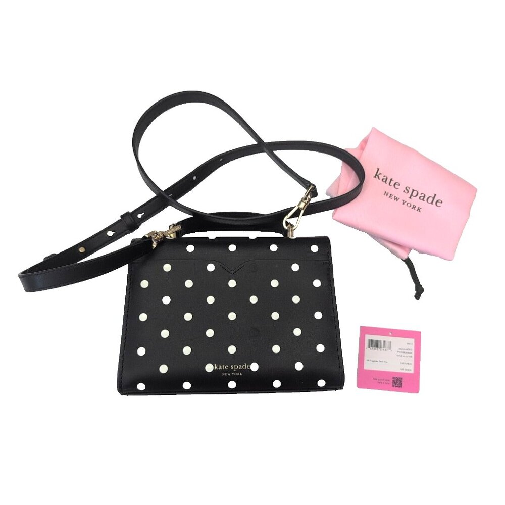 Kate Spade New York Lovitt Small Top Handle Black Polka Dot - New - Picture 2 of 6